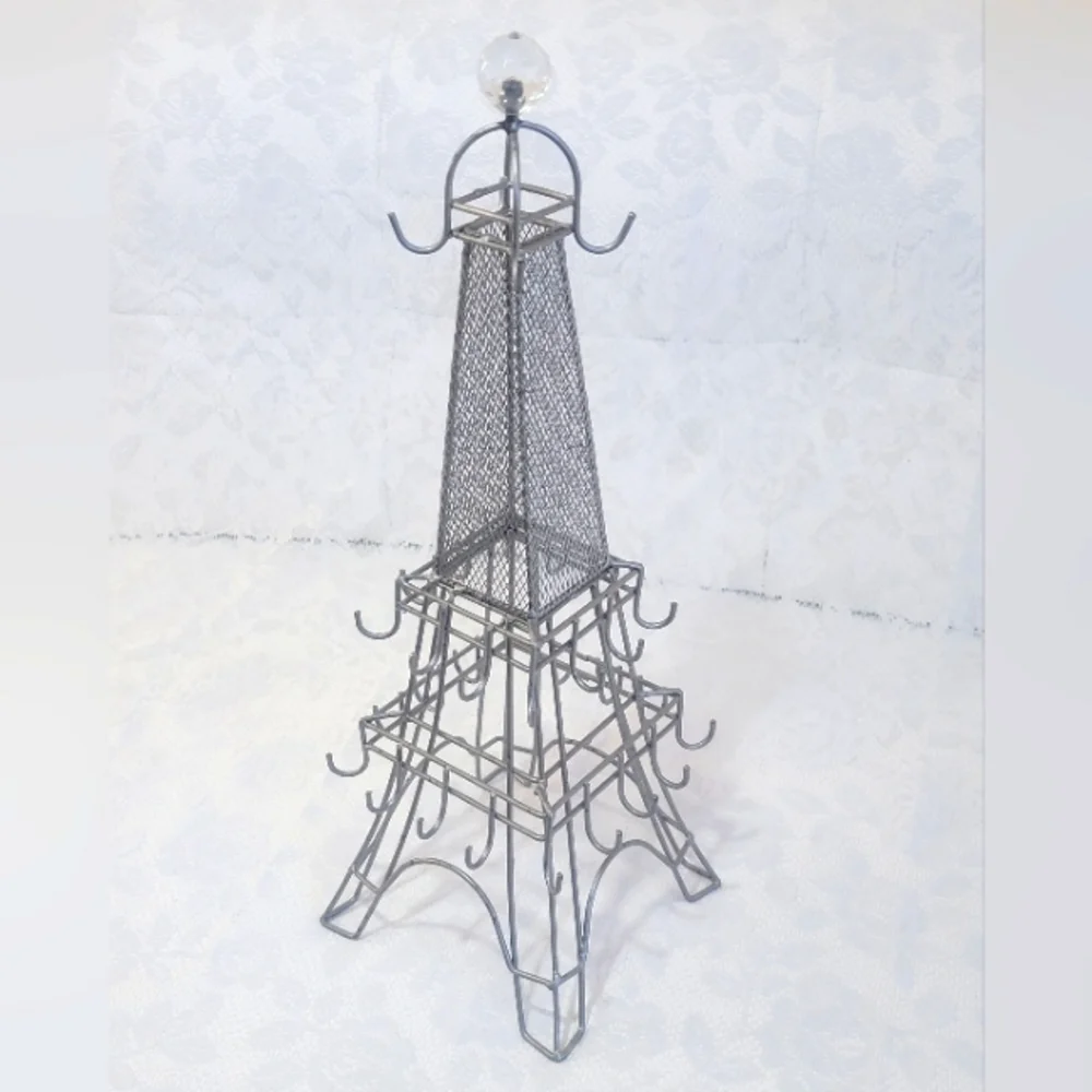 Paris Eiffel Tower Metal Jewelry Organizer Stand Necklace Bracelet Ring Holder